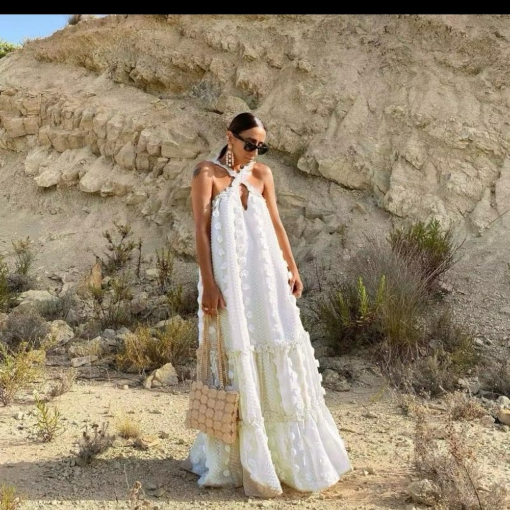 Elegant White Halter Maxi Dress